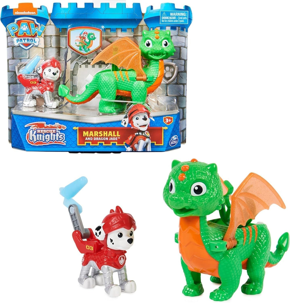 Paw Patrol, Rescue Knights Rubble și Dragon Blizzie set de figurine de acțiune, jucărie potrivită pentru copii cu vârsta de 3 ani și peste Action figures Naty Shop Singur Marshall