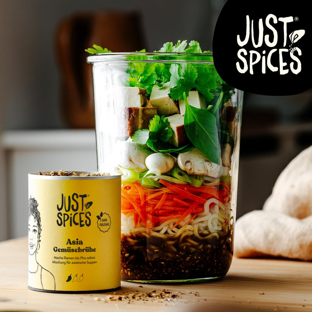 Just Spices Asia Gemüsebrühe I Würze asiatische Suppen zu Hause selbst I Gewürzdose, 65 g