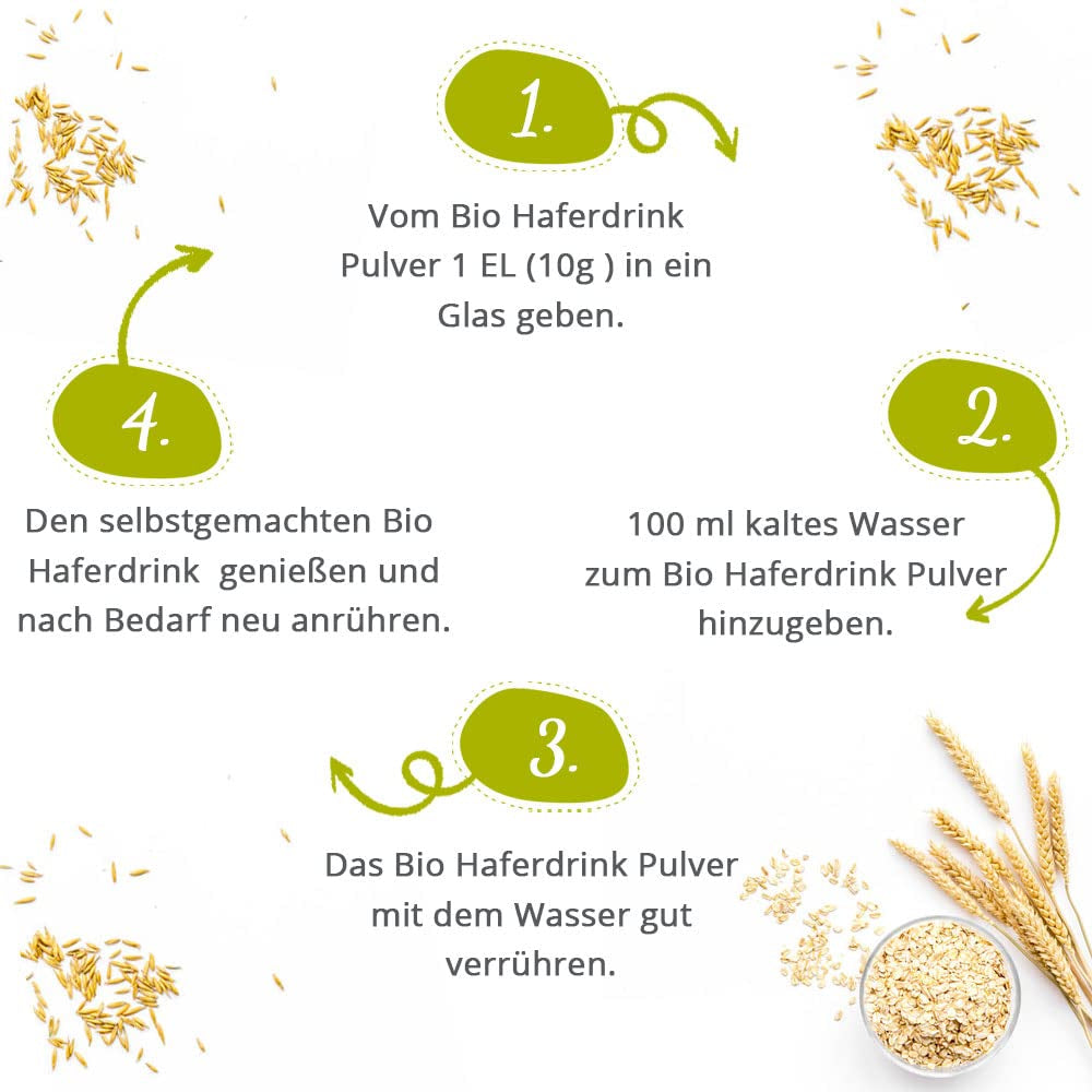 foodsetter Bio Haferdrink Pulver | Busta da 500 g | Haferpulver | Haferpulver istantaneo | Bio-Qualità | Vegano | Senza glutine | Ohne Zuckerzusatz | 0,5 chilogrammi