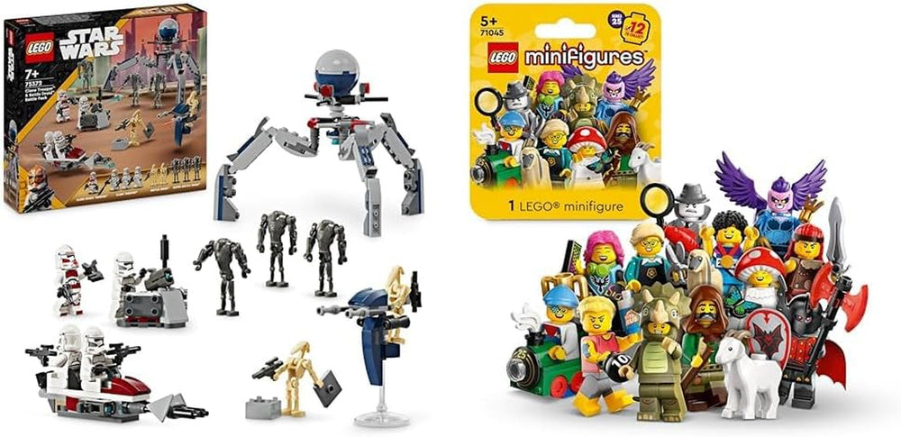 LEGO Star Wars 75372 Battle Pack Clone Trooper e Droide da battaglia, incl. 4 minifigure, 5 droidi e motocicletta speeder con shooter - Giocattolo da costruzione per ragazzi e ragazze dai 7 anni in su Set da costruzione Besuche den LEGO-Store Battle pack + Minifigures Series 25