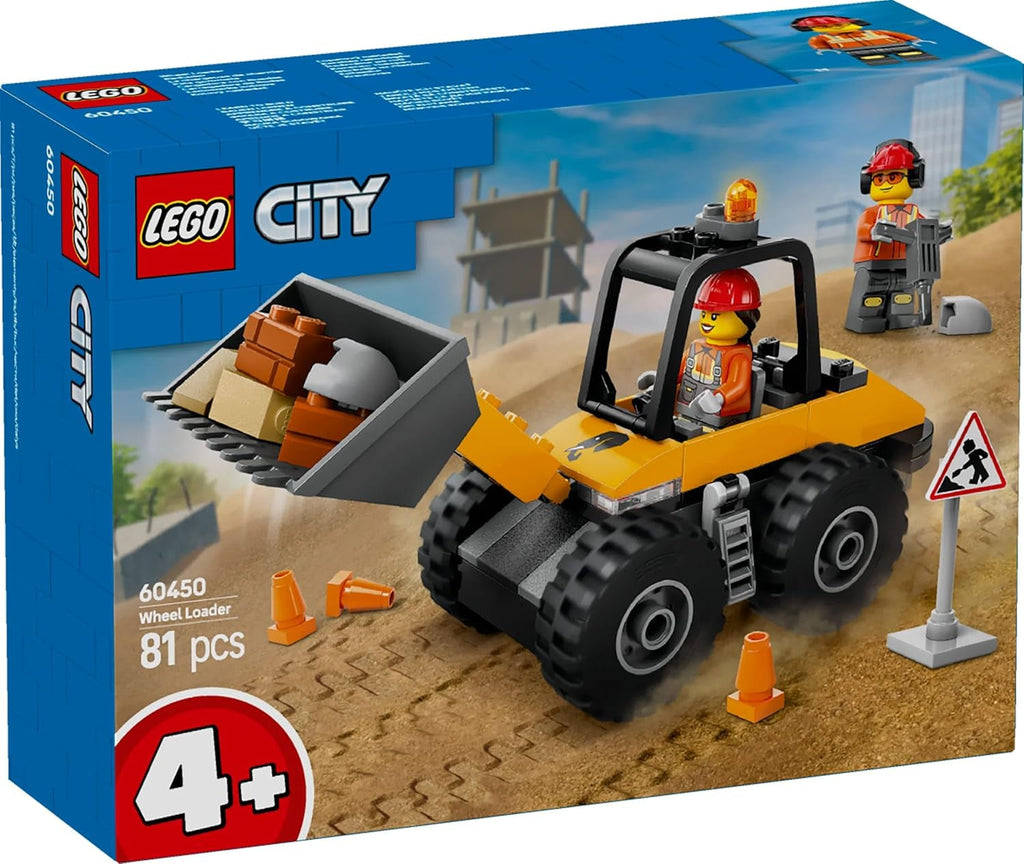 Încărcător cu roți LEGO City - Excavator de jucărie pentru copii mici, fete și băieți de la 4 ani - Set de joacă pentru vehicule - Idei de cadouri Montessori pentru preșcolari - Set cu 2 minifigurine de muncitori în construcții 60450 Seturi de constructie Besuche den LEGO-Store