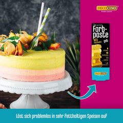 DECOCINO Pastă colorantă liposolubilă galbenă - 15 g - Colorant alimentar pe bază de ulei, ideal pentru colorarea ciocolatei, cremei de unt, fondantei sau aluatului de prăjituri
