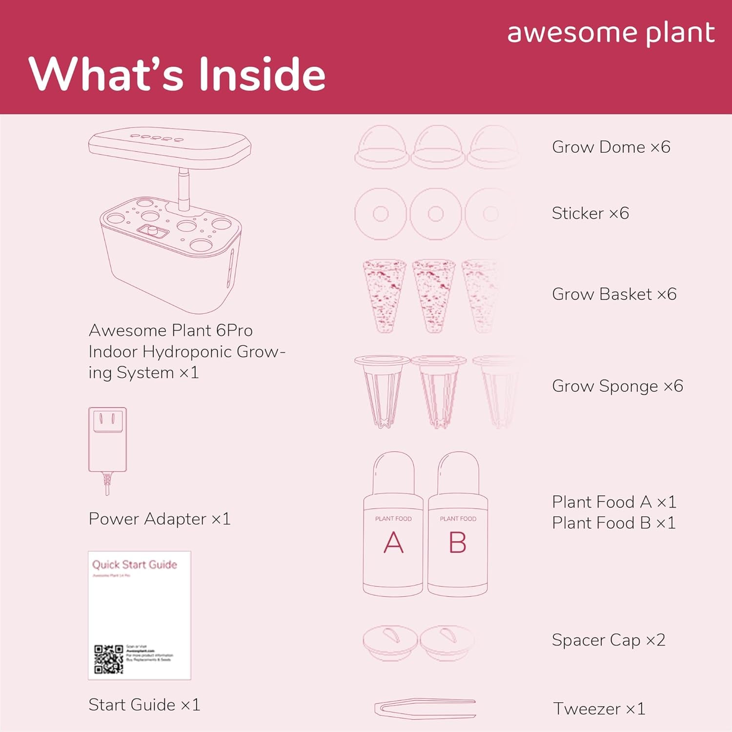 Kit sistema di coltivazione idroponica 6Pro (6 capsule), kit da giardinaggio indoor con serbatoio dell'acqua da 3 litri, 3 modalità di coltivazione e pompa silenziosa, kit per la coltivazione di erbe e insalate domestiche, altezza regolabile fino a 33,0 cm, bianco