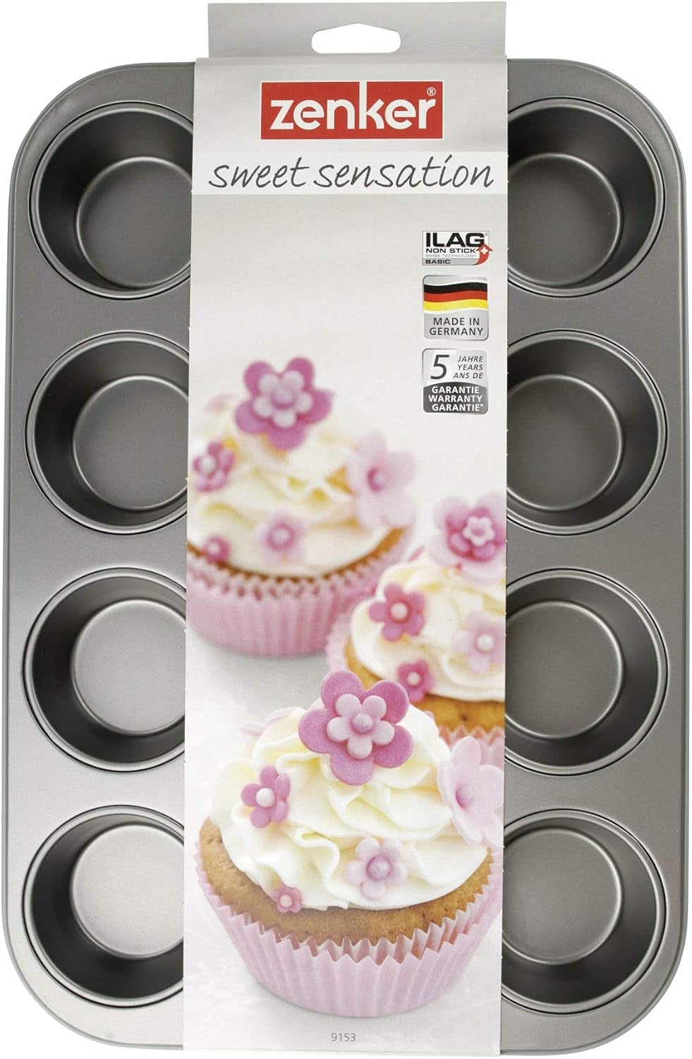 Stampo per muffin Zenker con 12 teglie (Ø 7 cm), per muffin e cupcakes, dimensioni: 38,5 x 26,5 x 3 cm Stampi e teglie Naty Shop