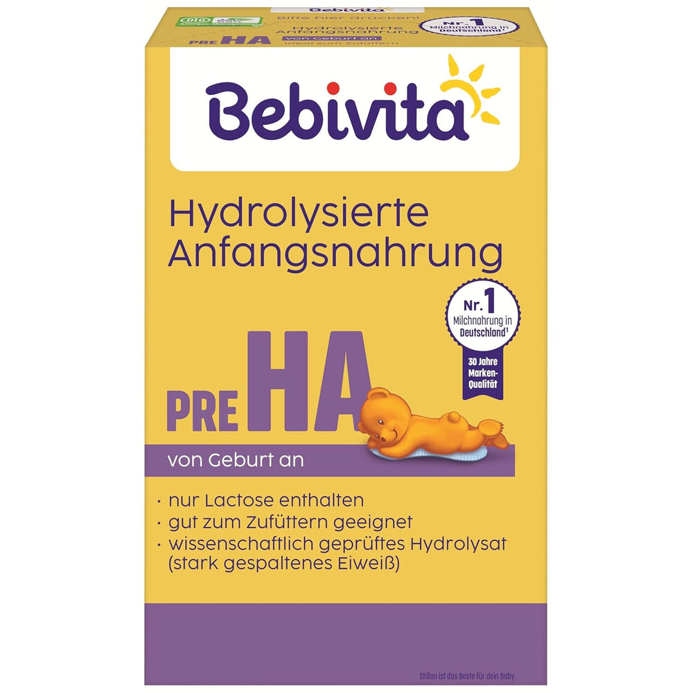 PRE HA (5 x 500 g), formula di latte in polvere idrolizzato dalla nascita, contiene solo lattosio come carboidrato, adatto per l'alimentazione supplementare