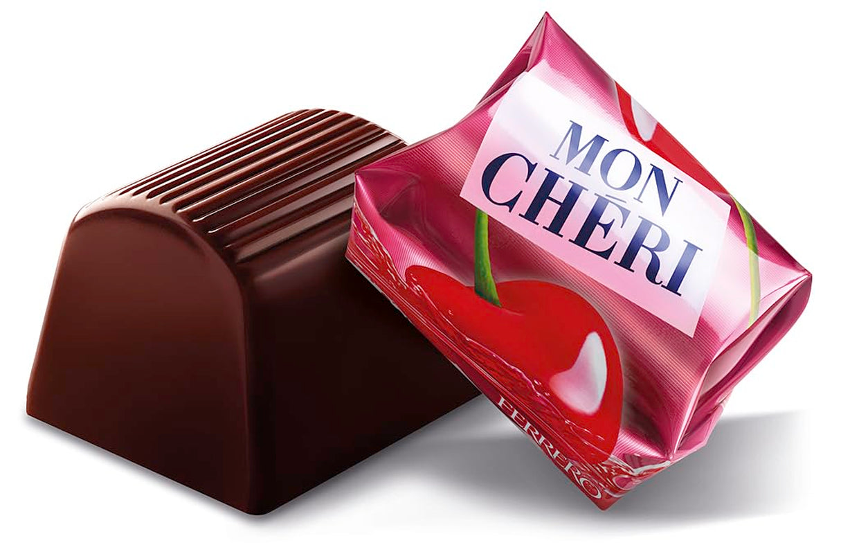 Ferrero Mon Chéri Heart - Regalo di Cioccolato per San Valentino per Lui e per Lei - Croccante di Cioccolato, Liquore Fruttato e Ciliegie Aromatizzate - Per San Valentino, Festa della Mamma e Pasqua - 1 Confezione da 147g