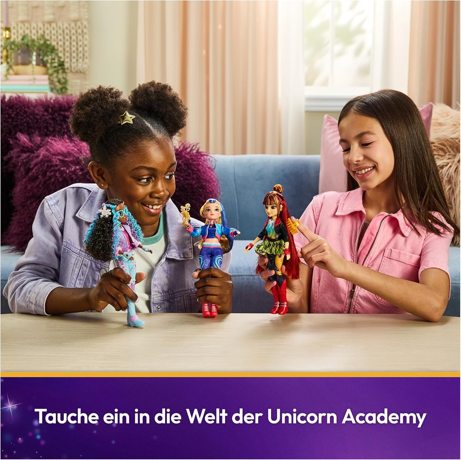 Păpușa Valentina de la Unicorn Academy - păpușa originală din popularul serial Netflix, 24 cm înălțime, cu păr natural, haine și accesorii detașabile, pentru copii cu vârsta de 4 ani și peste