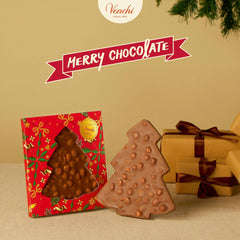 Venchi, Brutto&Buono, Tavoletta di Cioccolato al Latte "Nocciola della Foresta Piemontese" Artigianale a Forma di Abete, 200g, Senza Glutine, Collezione Natalizia in Edizione Limitata, Idea Regalo