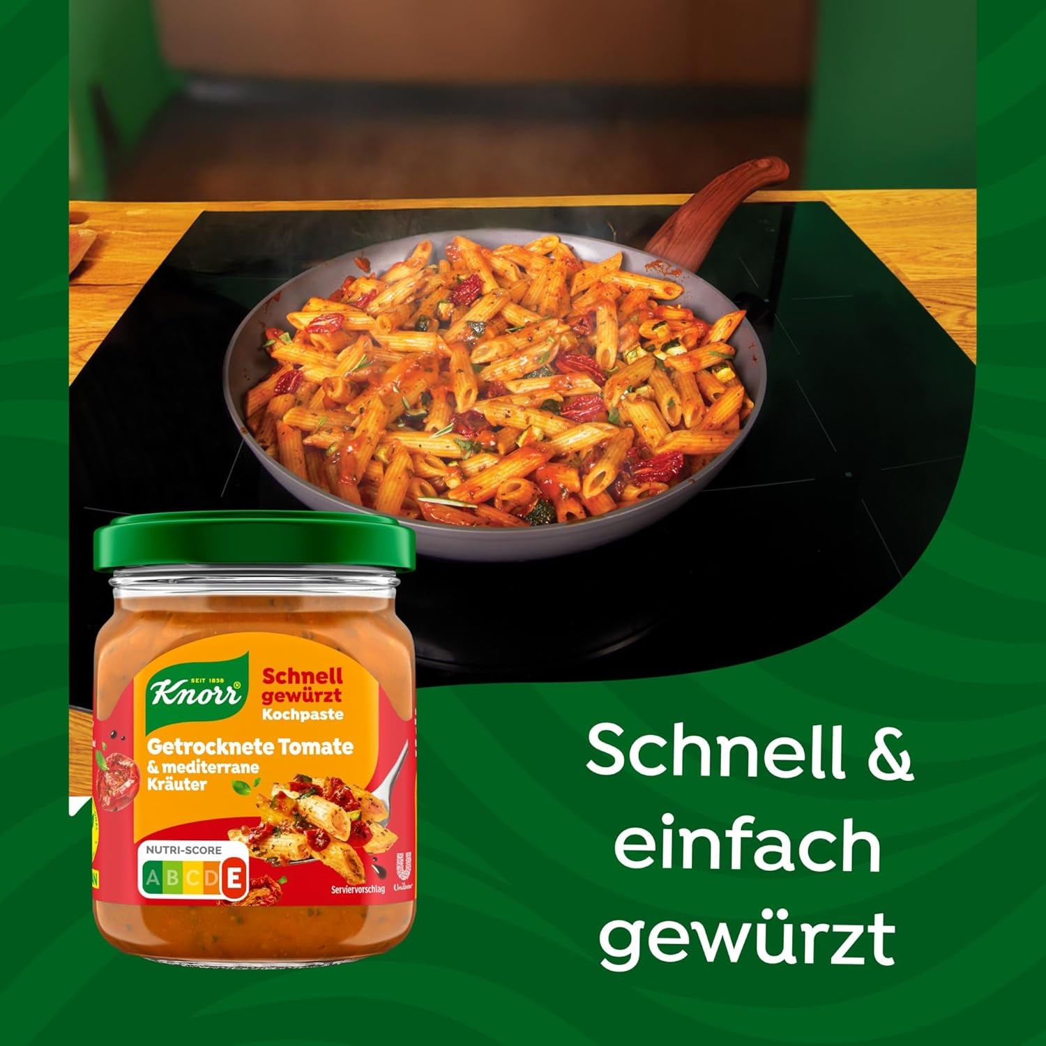 Knorr Schnell gewürzt Kochpaste Getrocknete Tomato & Mediterranean Kräuter einfach & schnell für einen besons intensiven, geballten Gesmack 165 g