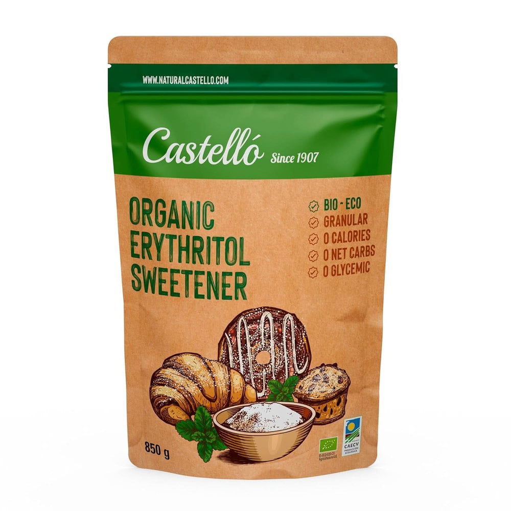 Eritritolo naturale biologico, 10G = 7G zucchero, 1 Kg Dolcificanti Naty Shop 850 grammi