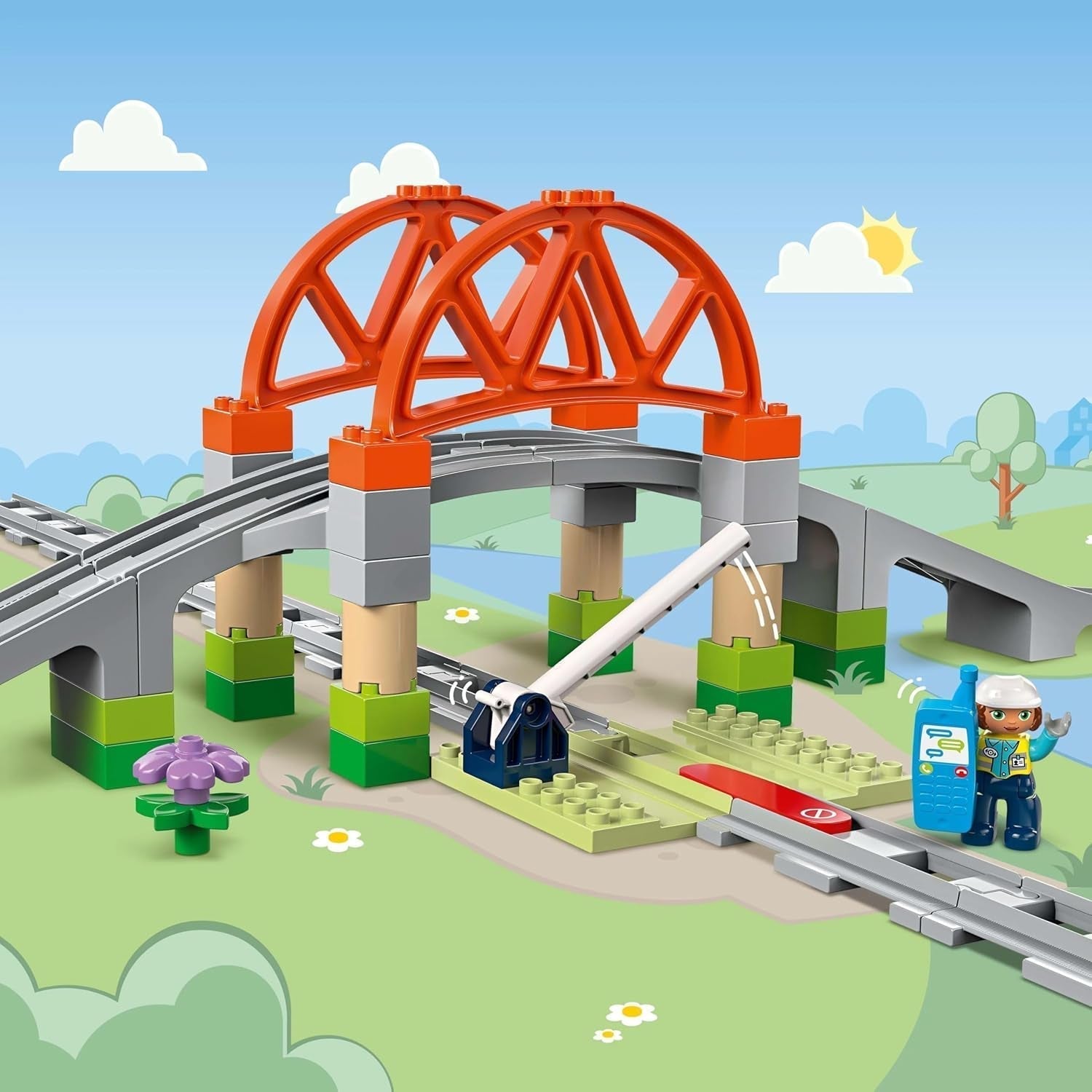 Ponte ferroviario e binari LEGO DUPLO Town - Set di espansione, regalo per bambini dai 2 anni, set di costruzione e ricostruzione, set di sviluppo prescolare, giocattolo educativo 10426 Set di costruzione Besuche den LEGO-Store