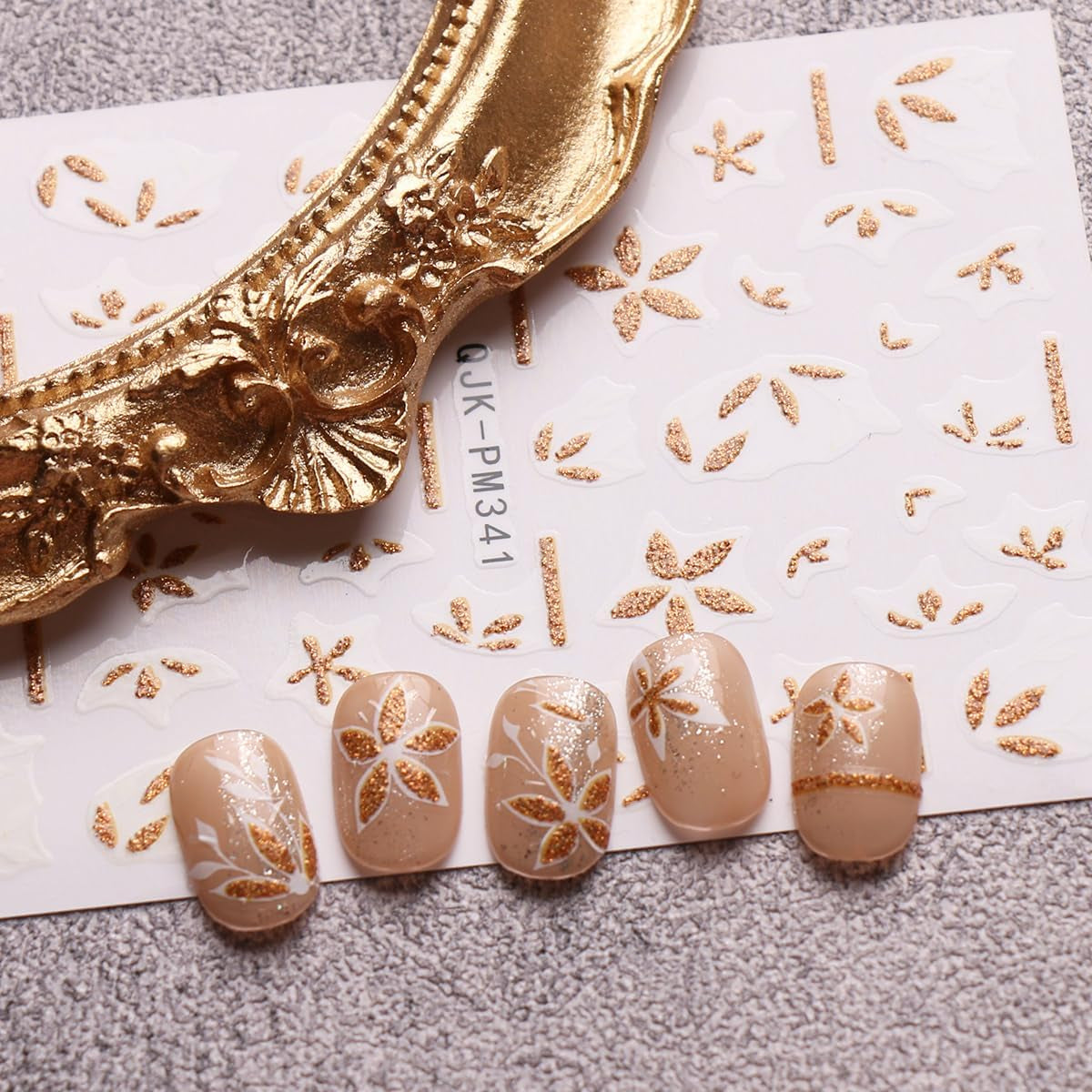 JMEOWIO Nagelsticker Blumen Glitzer 9 Blatt Nail Art Sticker Selbstklebend Nagelaufkleber Frühling Sommer Blumen Dekoration Nageldesign Zubehör