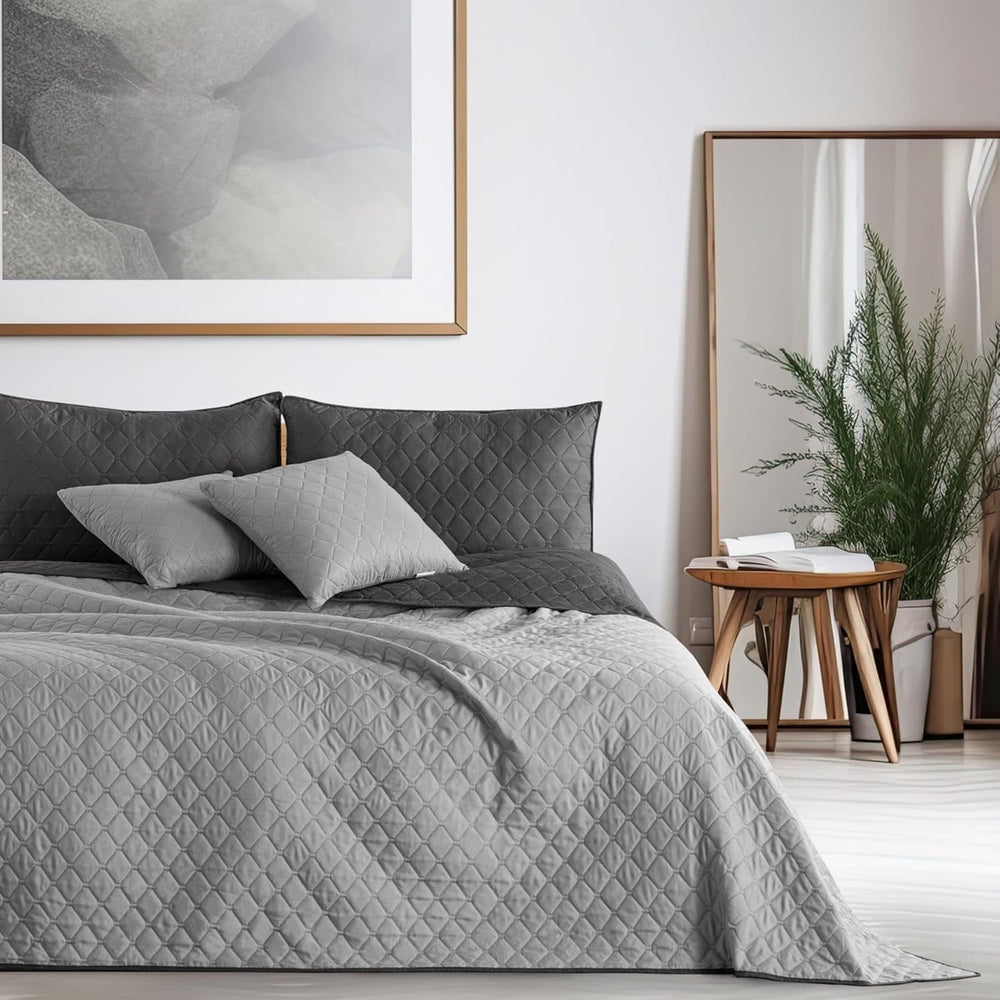 Decoking Copriletto 200 X 220 Cm Grafite Antracite Grigio Argento Copriletto double face di facile manutenzione Axel Beds and Blankets Besuche den DecoKing-Store