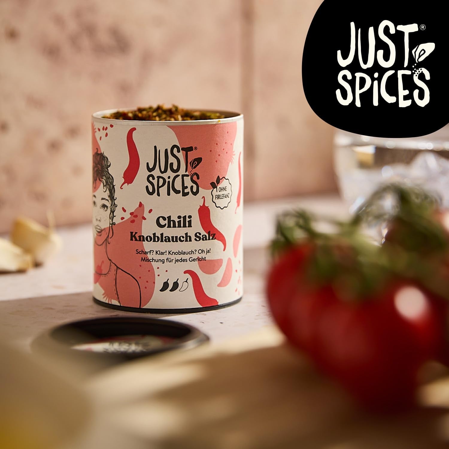 Just Spices Peperoncino Aglio Sale I Gewürzmix, der zu allen Gerichten schmeckt I Gewürzdose, 55 g