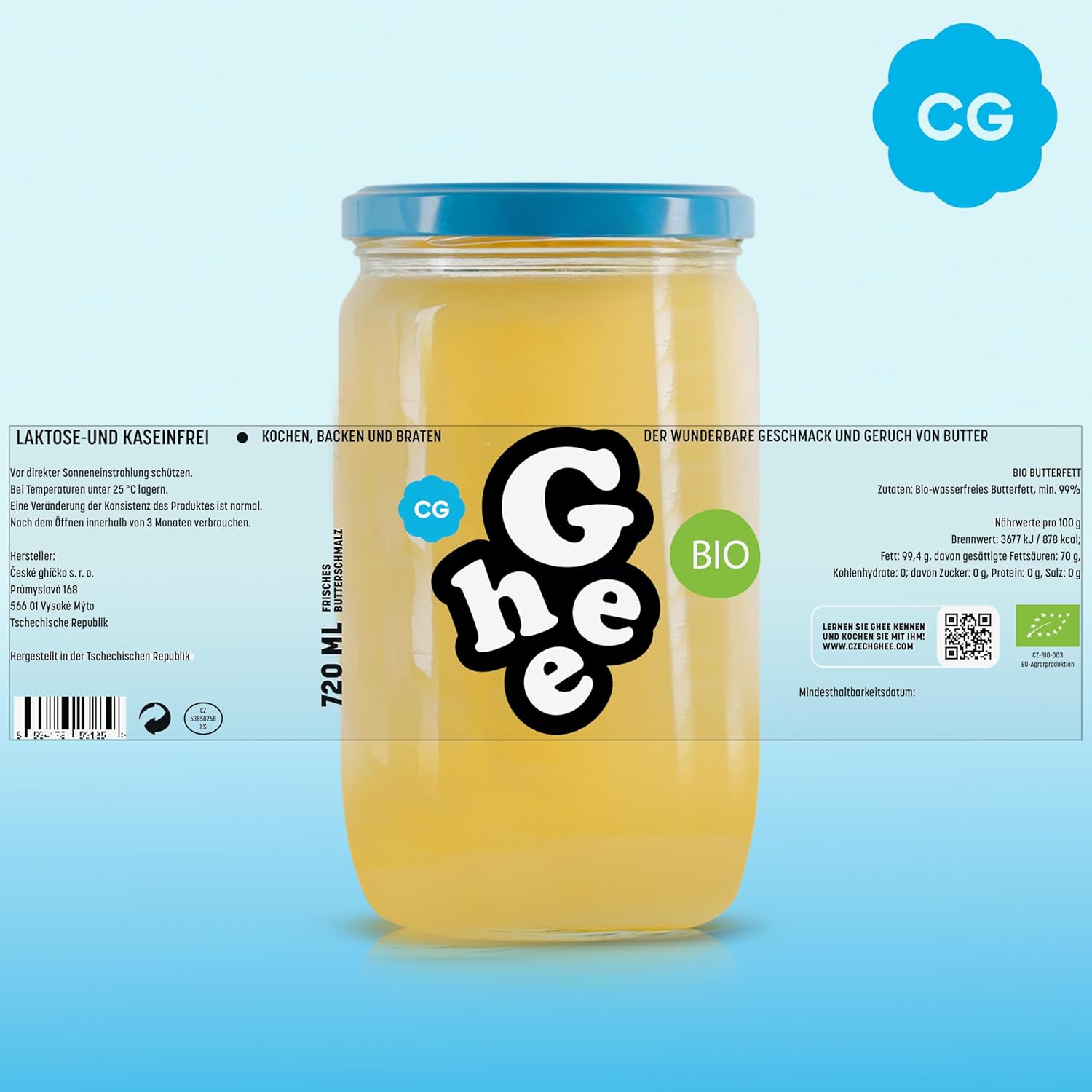 Burro Ghee BIO 600 g - Ideale per friggere e cuocere al forno Senza lattosio