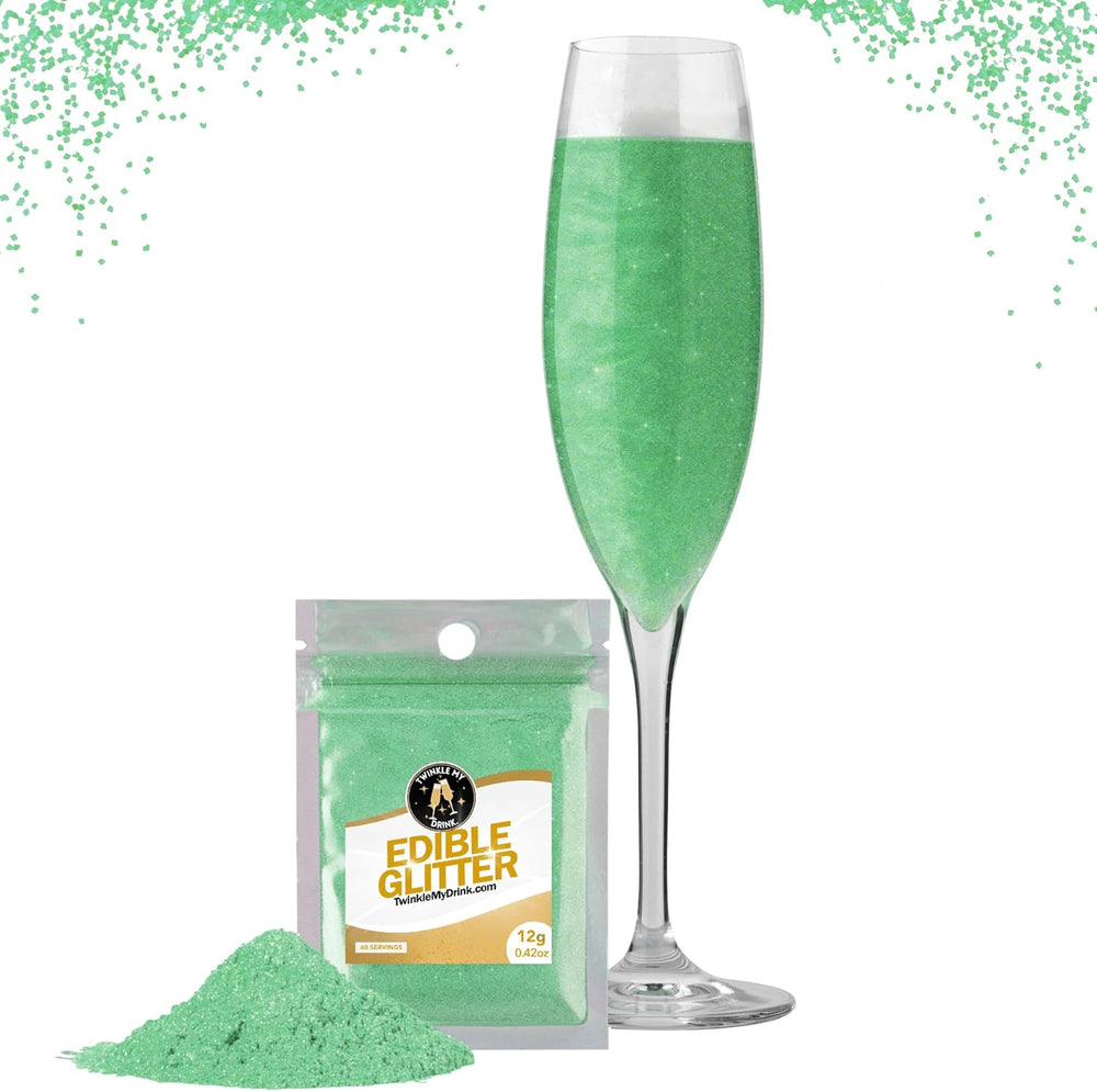 Twinkle My Drink® Glitter comestibil pentru băuturi, diverse culori, 12 grame Naty Shop Verde