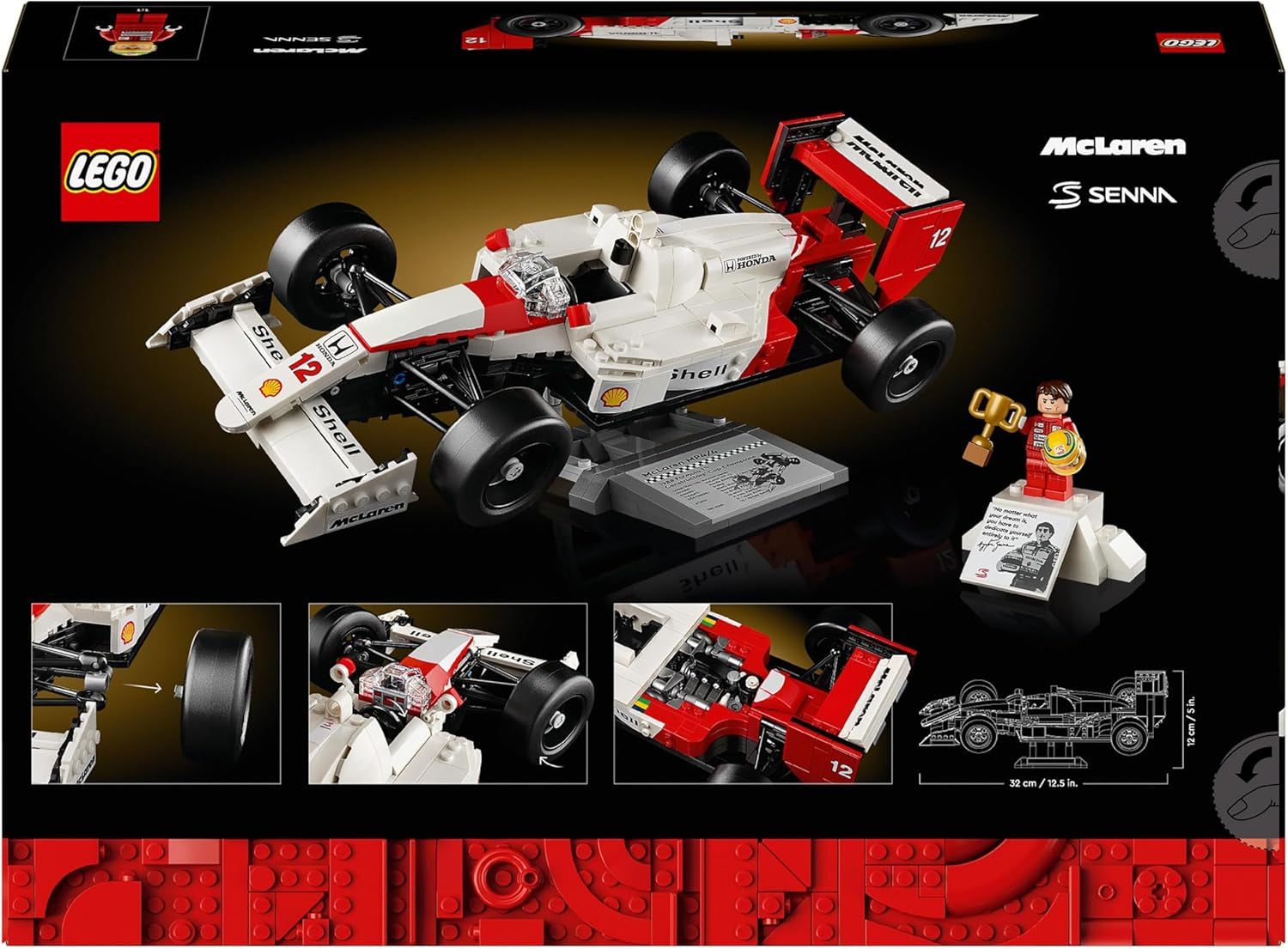 LEGO Icons Set di modellini di auto Mclaren MP4/4 e Ayrton Senna, kit di auto da corsa F1 per adulti con minifigure di pilota, da collezione, idea regalo per uomini, donne, lui e lei 10330 Set di costruzione Besuche den LEGO-Store