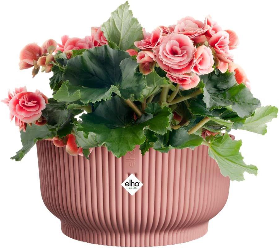 elho Vibes Fold Bowl 25 - Ghiveci de flori de interior - 100% plastic reciclat - Ø 24,9 x H 12,1 cm - Roz/Roz deschis