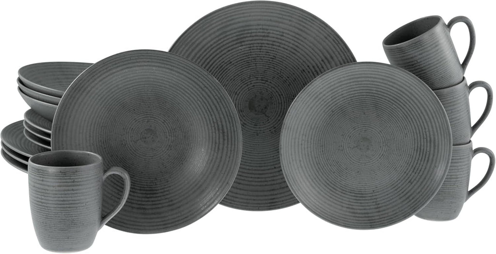 Creatable, 23718, Seria Catania Eucalyptus, fabricat în Portugalia Seturi vesela masa Naty Shop Antracit Serviciu combinat 16 bucăți