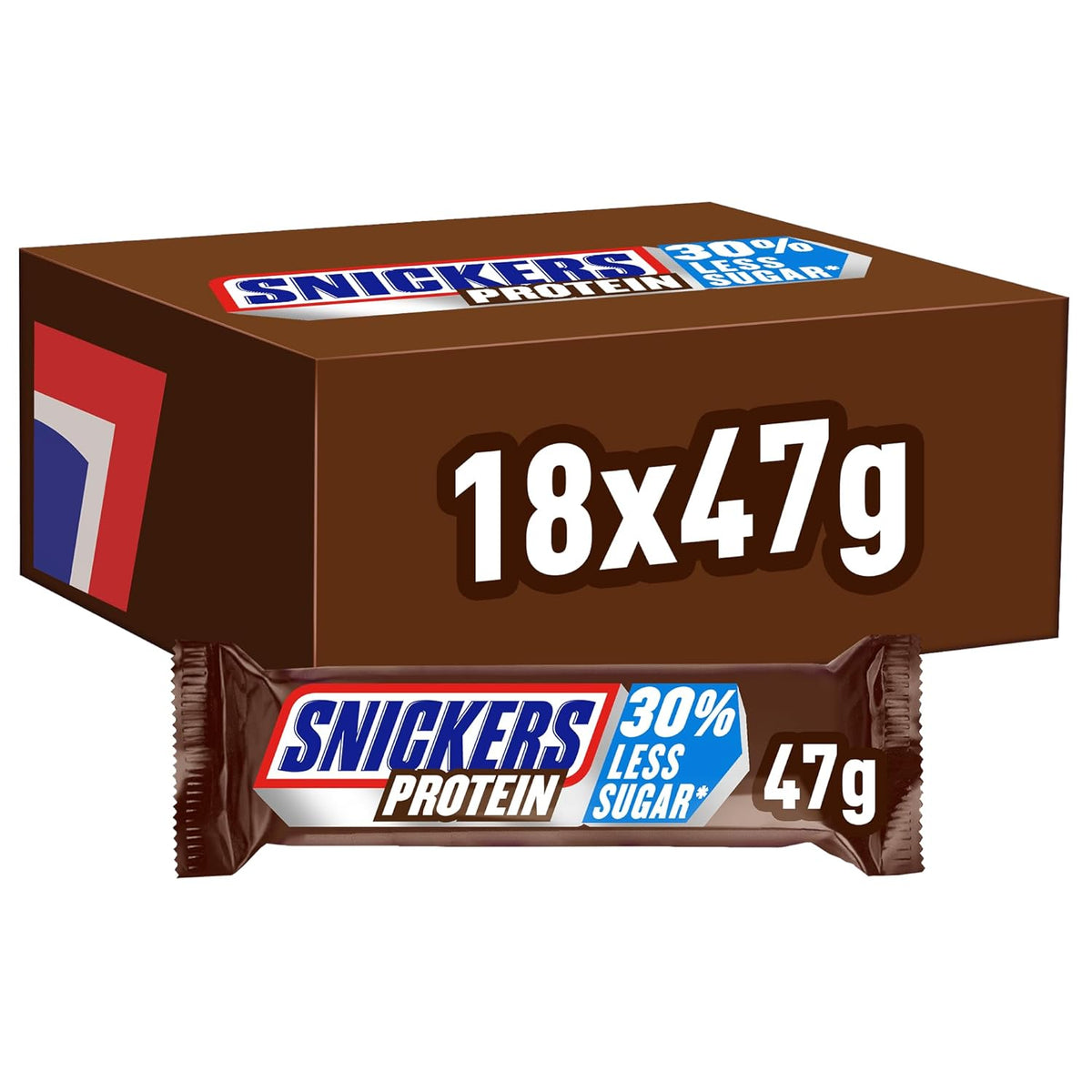 Barrette proteiche al cioccolato Snickers - Gusto ricco con nocciole caramellate e torrone, confezione sfusa 18x47g