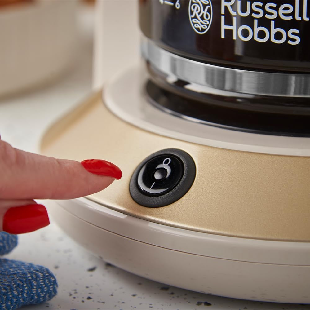 Espressor Russell Hobbs Brontë Stone cu filtru [1,25 l, 1100 W] (tehnologie de preparare WhilTech, sistem anti-picurare, placă de încălzire, carafă de sticlă, indicator al nivelului apei, funcție pauză și turnare) Espressor 26781-56