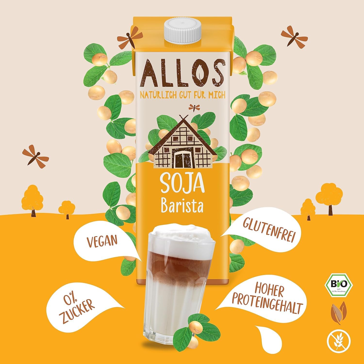 Allos Sojadrink Barista Schiumante Per Caffè Vegano Senza Lattosio