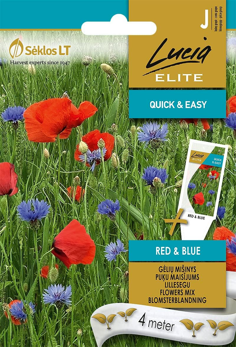 BLUMENMISCHUNG RED & BLUE Samen | Blumensamen | Pflanze Samen | Eine Mischung Von Roten Und Blauen Pflanzen - Mohn Und Kornblumen | Gardensamen | 1 Pack