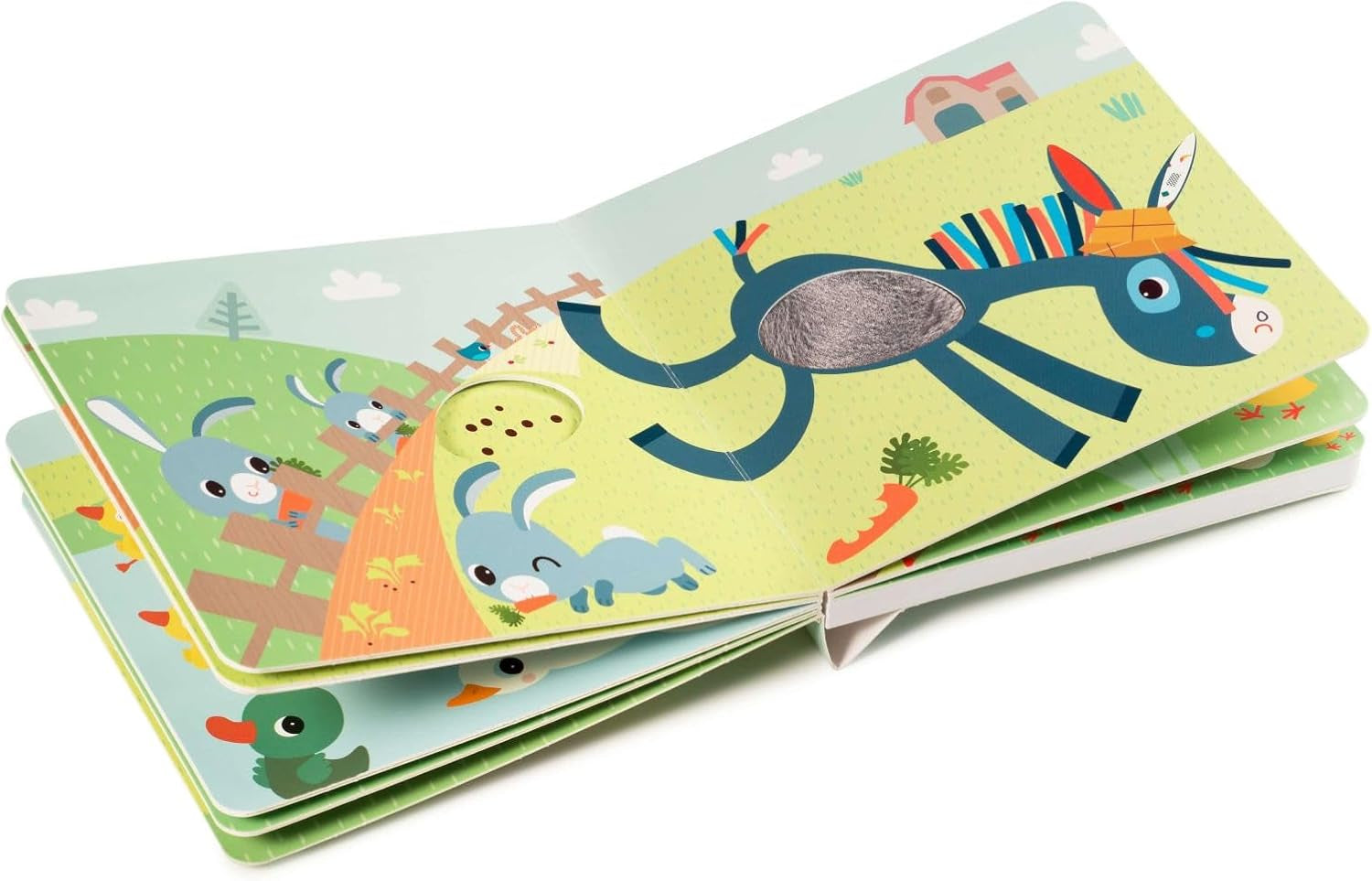 Lilliputiens - Carte tactilă și sonoră - Tema fermei - Povești interactive și sunete amuzante - Încurajează vederea, auzul și simțirea - De la 12 luni - 83152 Jucarii Bebe Naty Shop