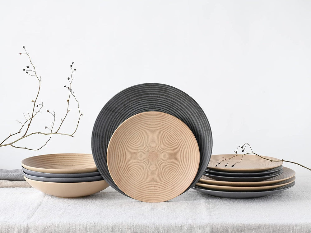 CreaTable, 13139, seria Catania, set de veselă cu 12 piese, set de farfurii din gresie, potrivit pentru mașina de spălat vase și cuptorul cu microunde, fabricat în Portugalia