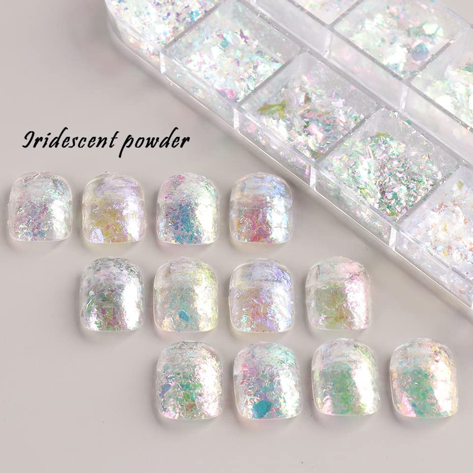 JMEOWIO Sclipici pentru unghii 12 grile Aurora Nail Art decorare accesorii design unghii