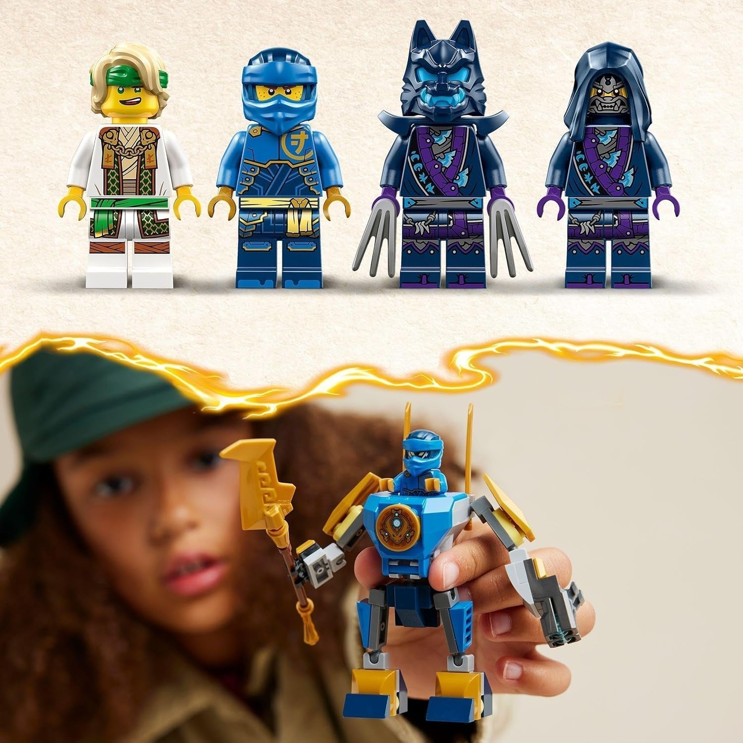 LEGO NINJAGO Jay Battle Mech, giocattolo ninja per bambini con personaggi, inclusa la minifigure di Jay con mini katana, action figure e mech, piccolo regalo per ragazzi e ragazze creativi a partire da 6 anni 71805 Set da costruzione Besuche den LEGO-Store