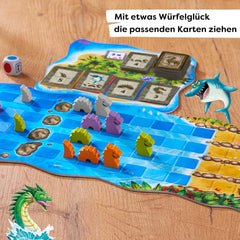 HABA Water Dragons - Gioco di dadi e strategia per bambini 5+ - Emozionante gioco da tavolo con draghi e figure in legno - Gioco per famiglie per 2-4 giocatori - 1307133001