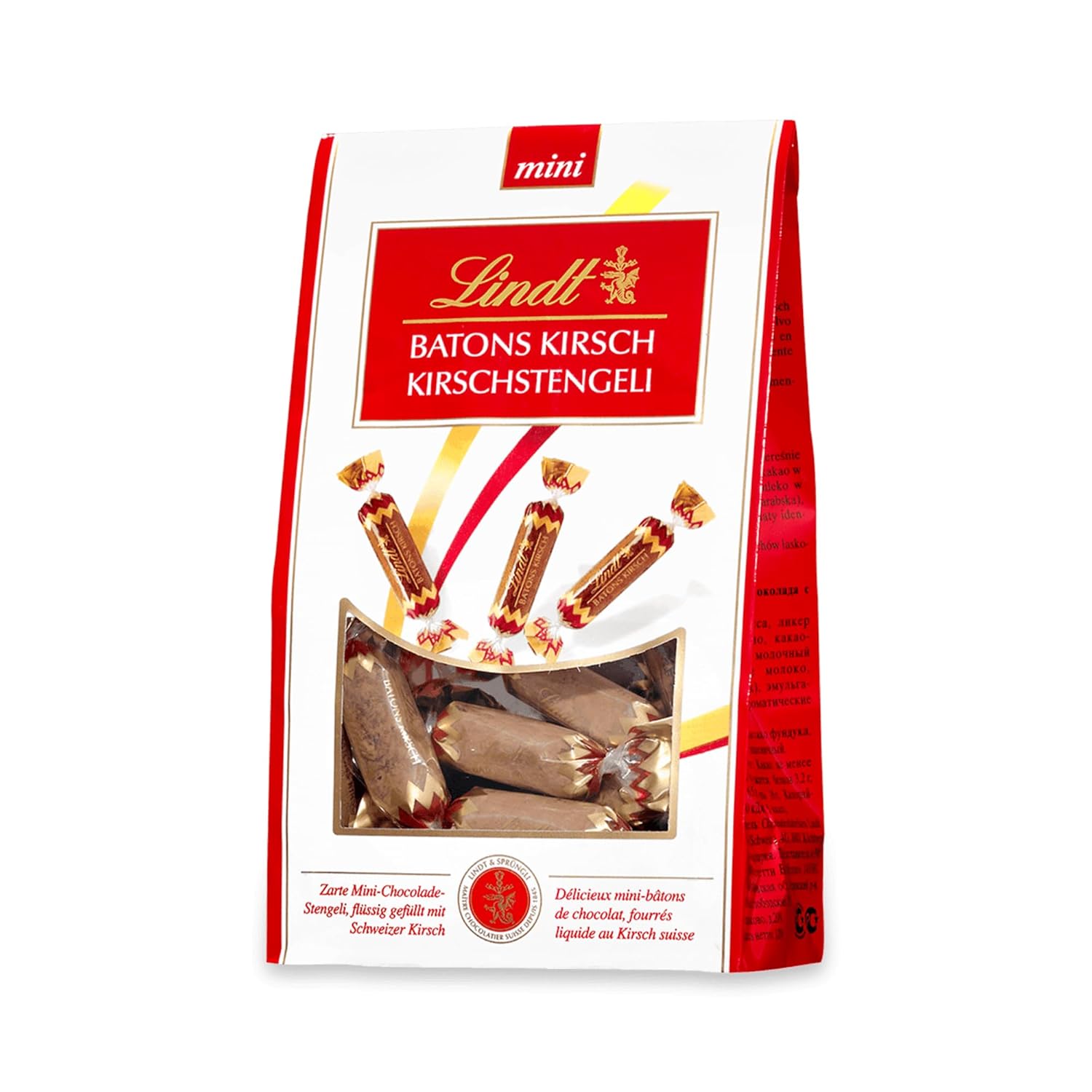 Lindt Cherry Mini Stick - Bastoncini di cioccolato con liquore svizzero alla ciliegia, delizioso regalo con alcol