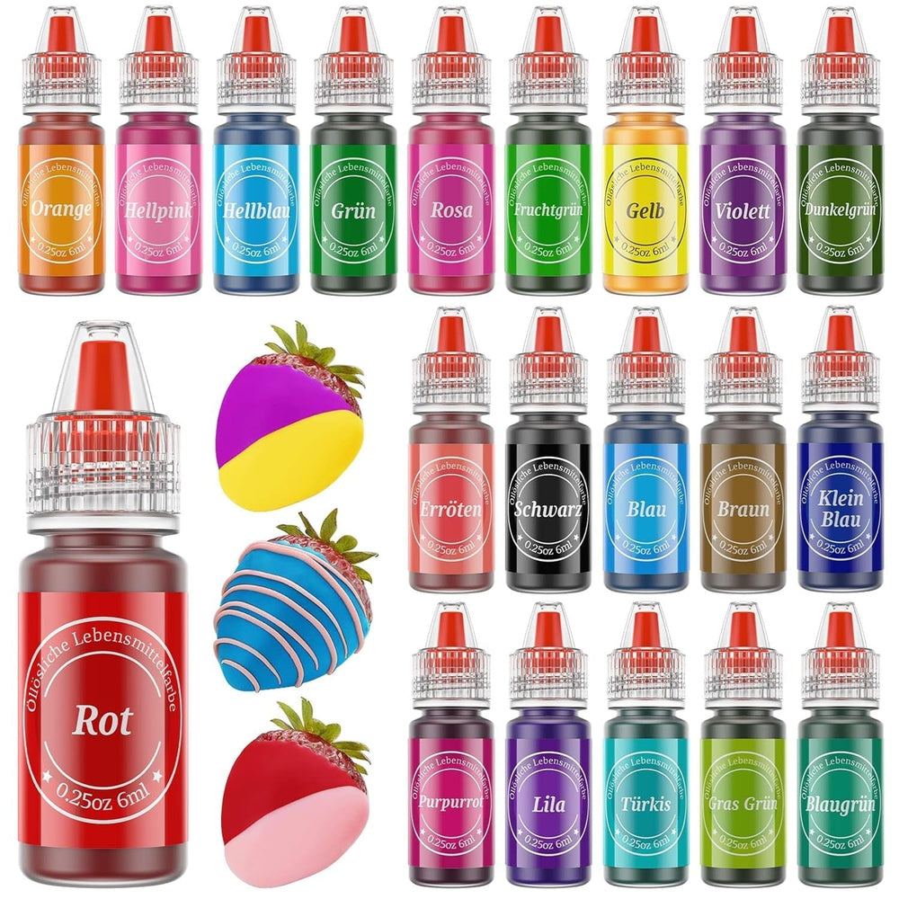 Fettlösliche Lebensmittelfarbe 20Er Set Lebensmittelfarbe Fettlöslich Für Osterschokolade Hohes Konzentrat Lebensmittelfarbe Ölbasis Für Kuchen Makronen Creme Donuts Fondant Naty Shop Gel 6 Ml (20Er Pack)