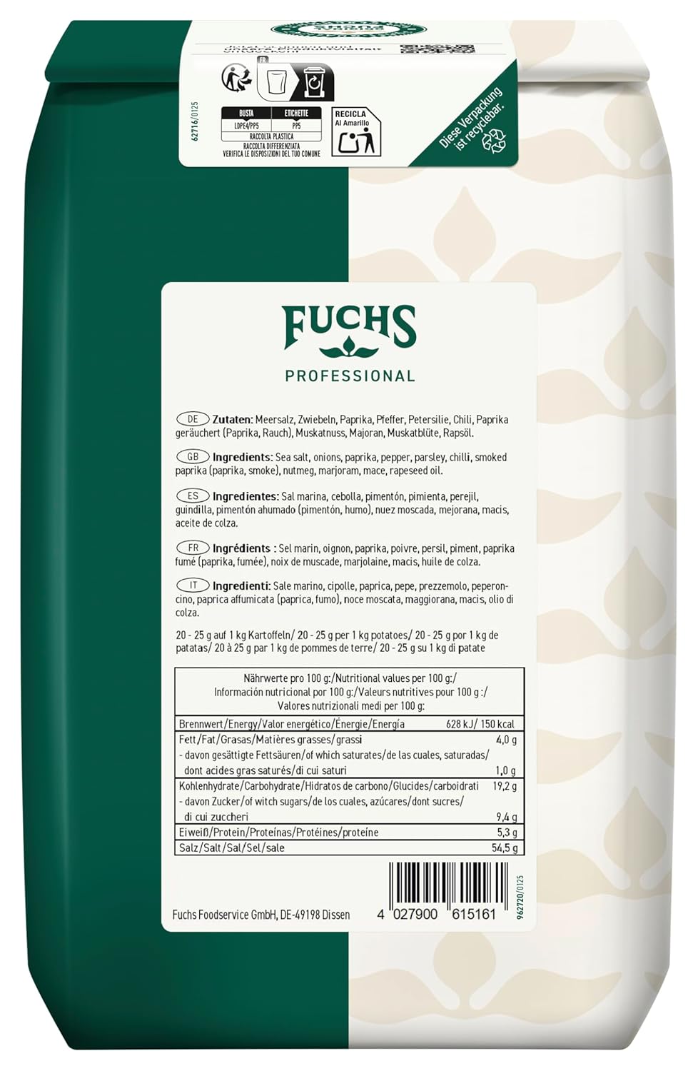 Fuchs Condimento Professionale Per Patatine Fritte - Gusto Intenso