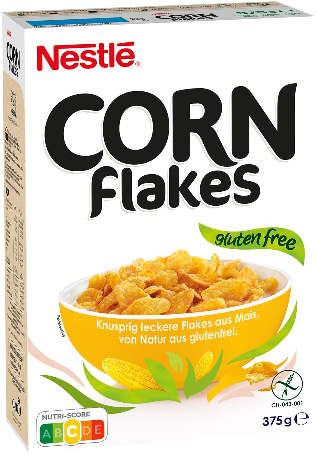 Nestlé Cereali Corn Flakes, Corn Flakes Classici, Senza Glutine, Confezione da 1 (1 x 375g)