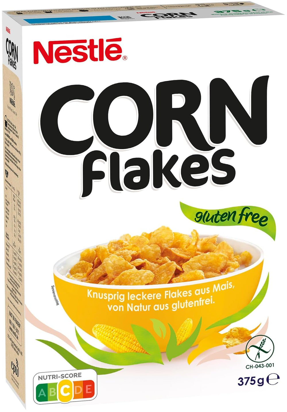 Nestlé Cereali Corn Flakes, Corn Flakes Classici, Senza Glutine, Confezione da 1 (1 x 375g)