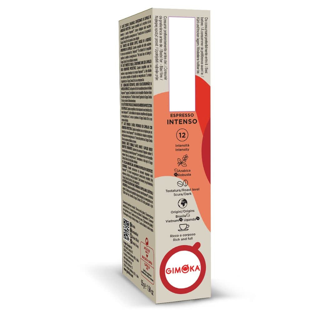 Gimoka Kaffeekapseln Espresso Intenso, Intensität 12/13-100 Kapsel - Kompatibel mit Nespresso* Haushalts-Espressomaschinen - 100 Stück (10 x 10 Getränke) - Hergestellt in Italien