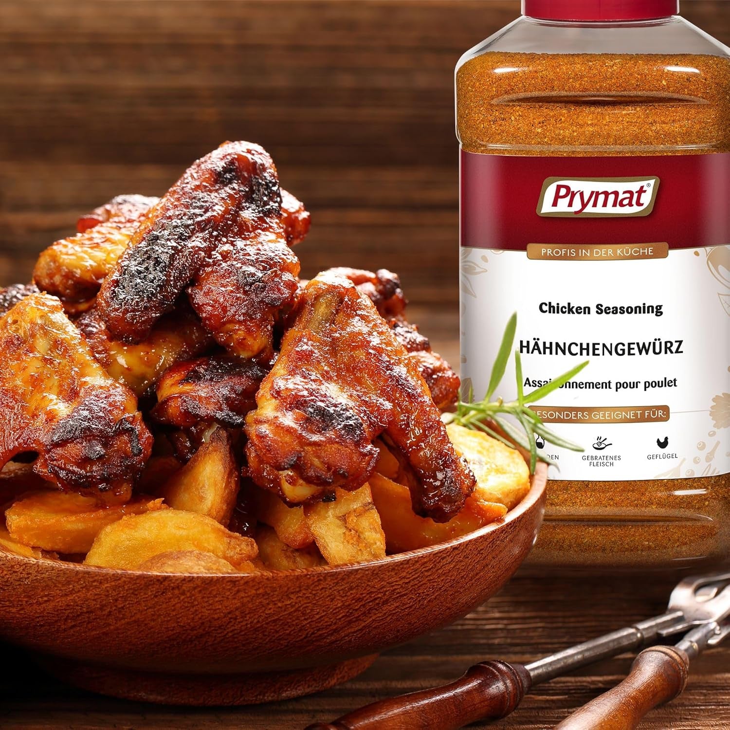 Prymat Hähnchengewürz 1100g, Gewürzmischung für Hhn, Turkey, Ente, Gans, Grillgewürze, Marinade für Fleisch im Streuer