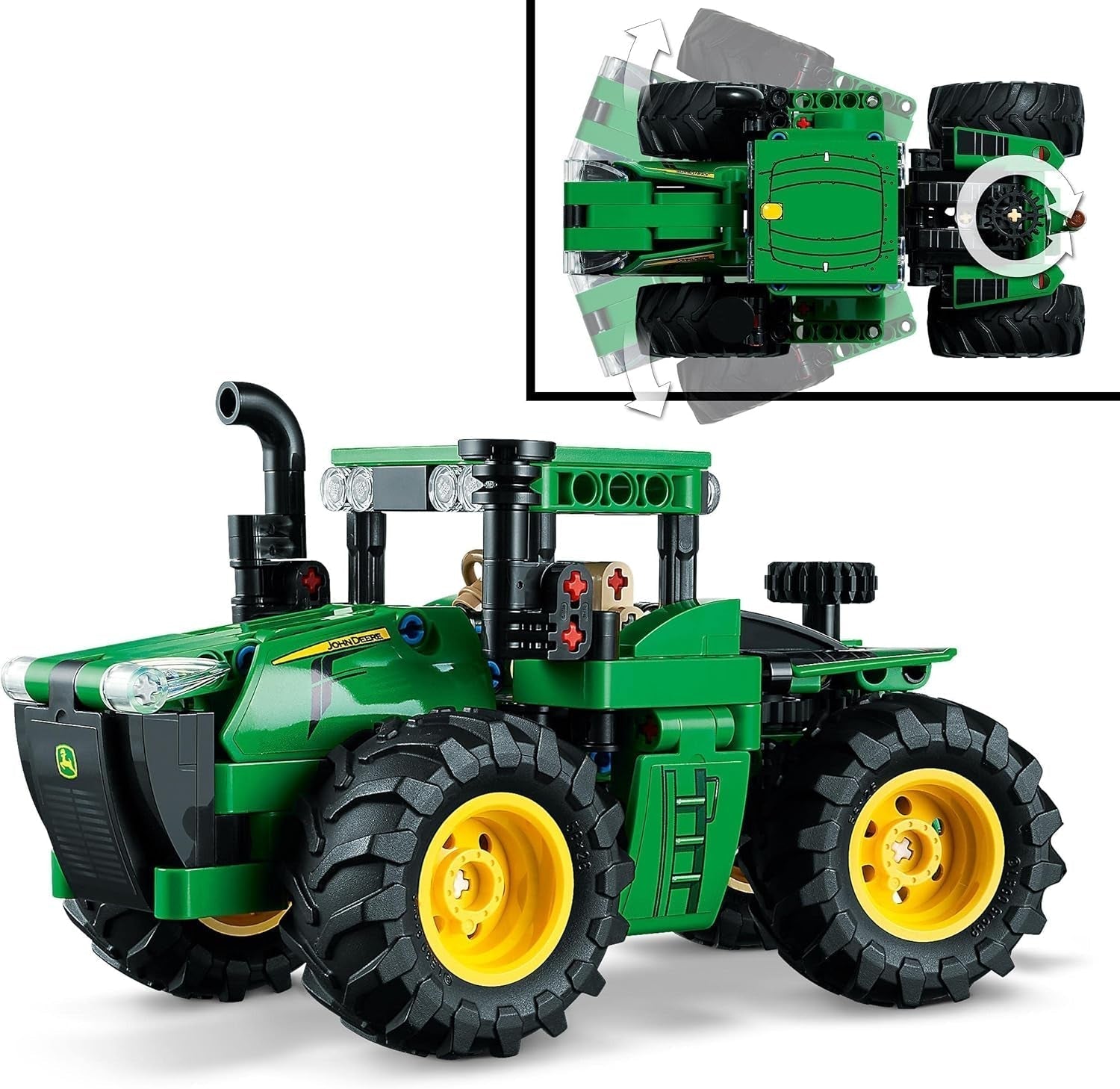LEGO Technic John Deere 9620R Trattore 4WD con rimorchio ribaltabile Classico giocattolo agricolo per bambini Ragazzi e ragazze Kit modello da collezione di 8 anni 42136 Set di costruzione Acquista il negozio LEGO