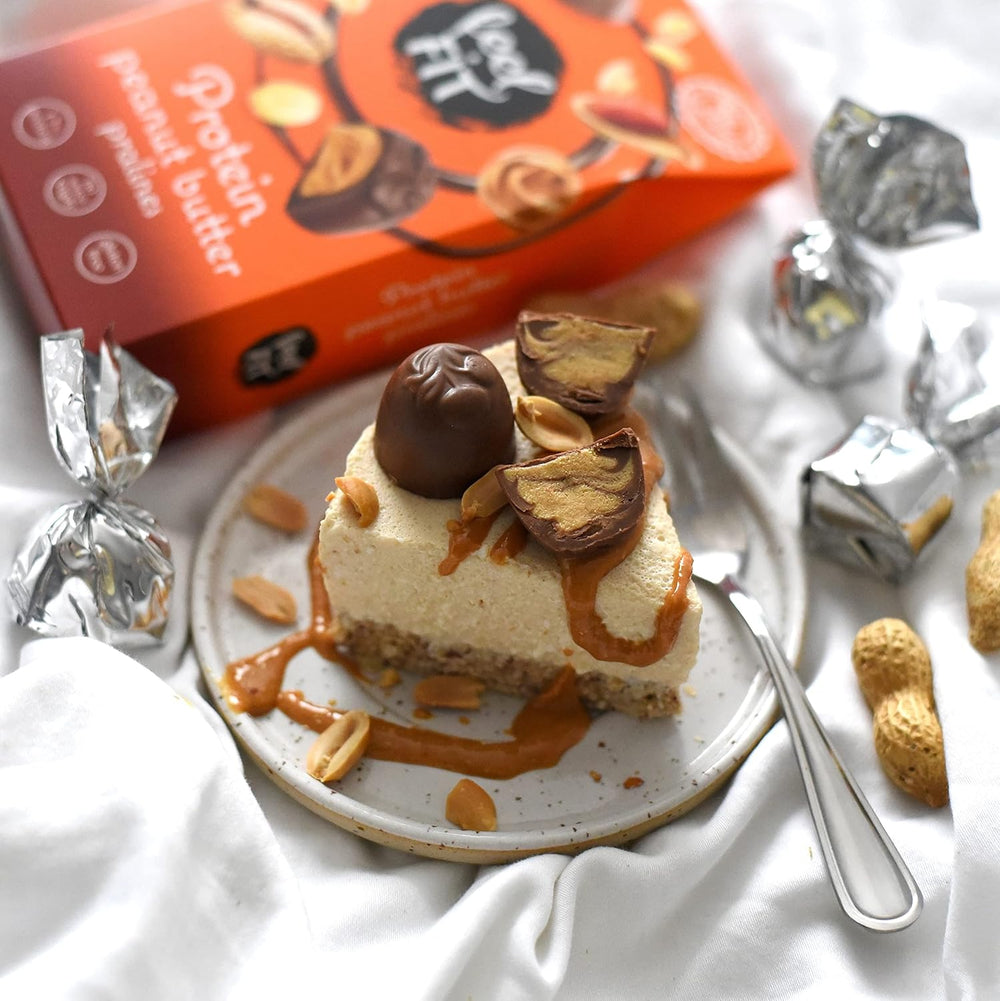 Feel FIT Praline proteiche al burro di arachidi in cioccolato al latte di alta qualità, senza zuccheri aggiunti, 17% di proteine, senza glutine 66 g (1 confezione)