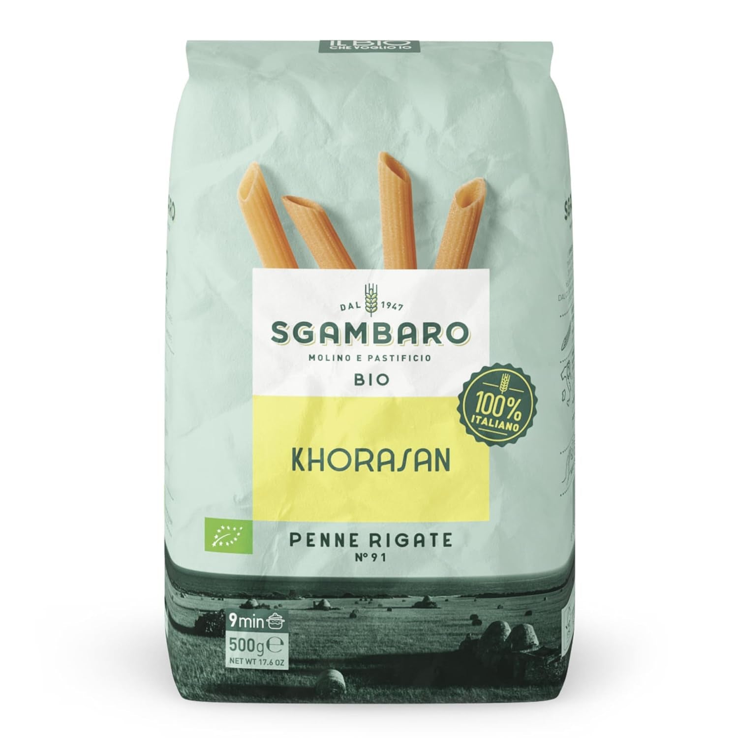 Penne Rigate Bio N.91 - 500g di Grano Khorasan - Grano antico, ricco di proteine, coltivato al 100% in Italia - Versatile in cucina e ricco di nutrienti