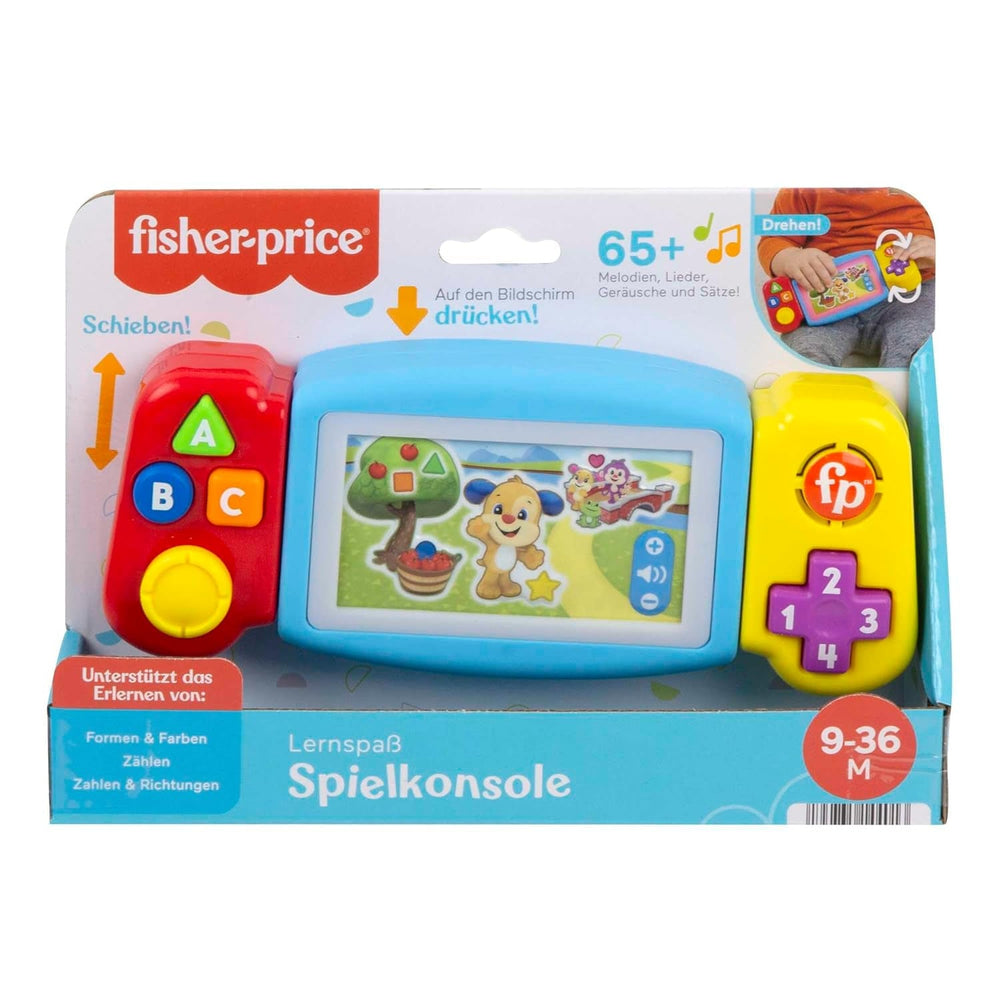 FISHER-PRICE consolă de joacă distractivă pentru învățare - jucărie pentru copii cu lumini, sunete și cântece de învățare, jucărie pentru abilități motorii fine, învățarea numerelor, culorilor și formelor, vorbește germană, de la 9 luni/ 1 an, HNL53 Jucarii Bebe Naty Shop