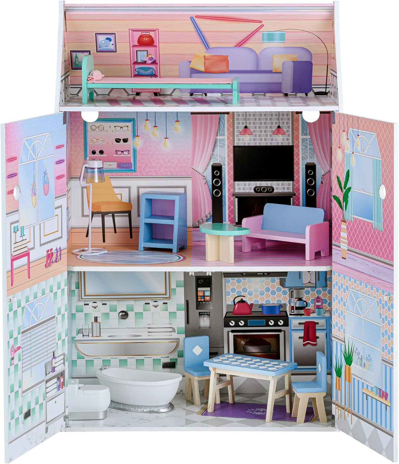 Olivias Little World Glasshouse Kids Casa delle bambole da 12" e 10 accessori per bambole 3,5" Multi Td-12518D Case delle bambole Naty Shop