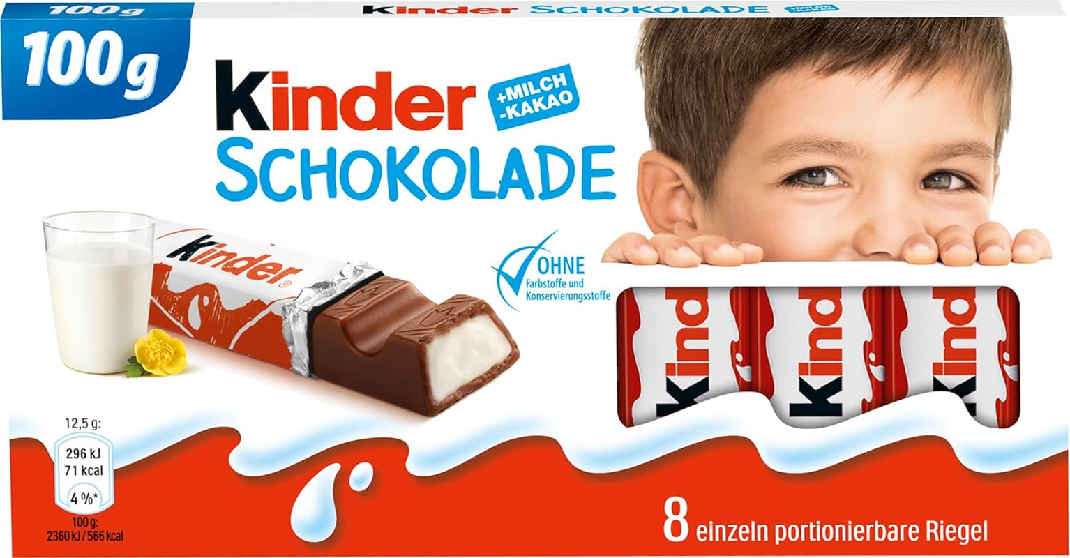 Kinder Chocolate - Barrette di cioccolato al latte ripiene - 1 confezione contenente 24 barrette singole (24 x 12,5 g).