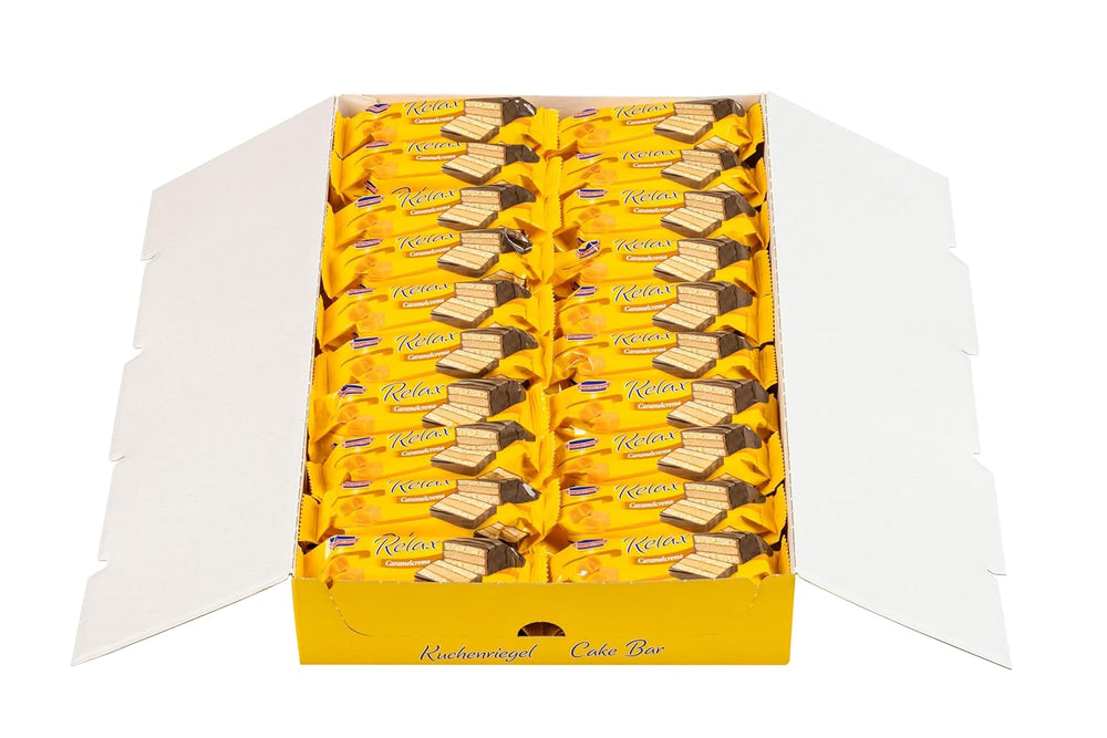 KuchenMeister Relax Barretta per torta al cacao 32g | Pan di Spagna al cioccolato | Delicata farcitura con crema al cacao | Croccante Al Cioccolato Fondente | Snack perfetto tra i pasti | 1 barretta da 32 g