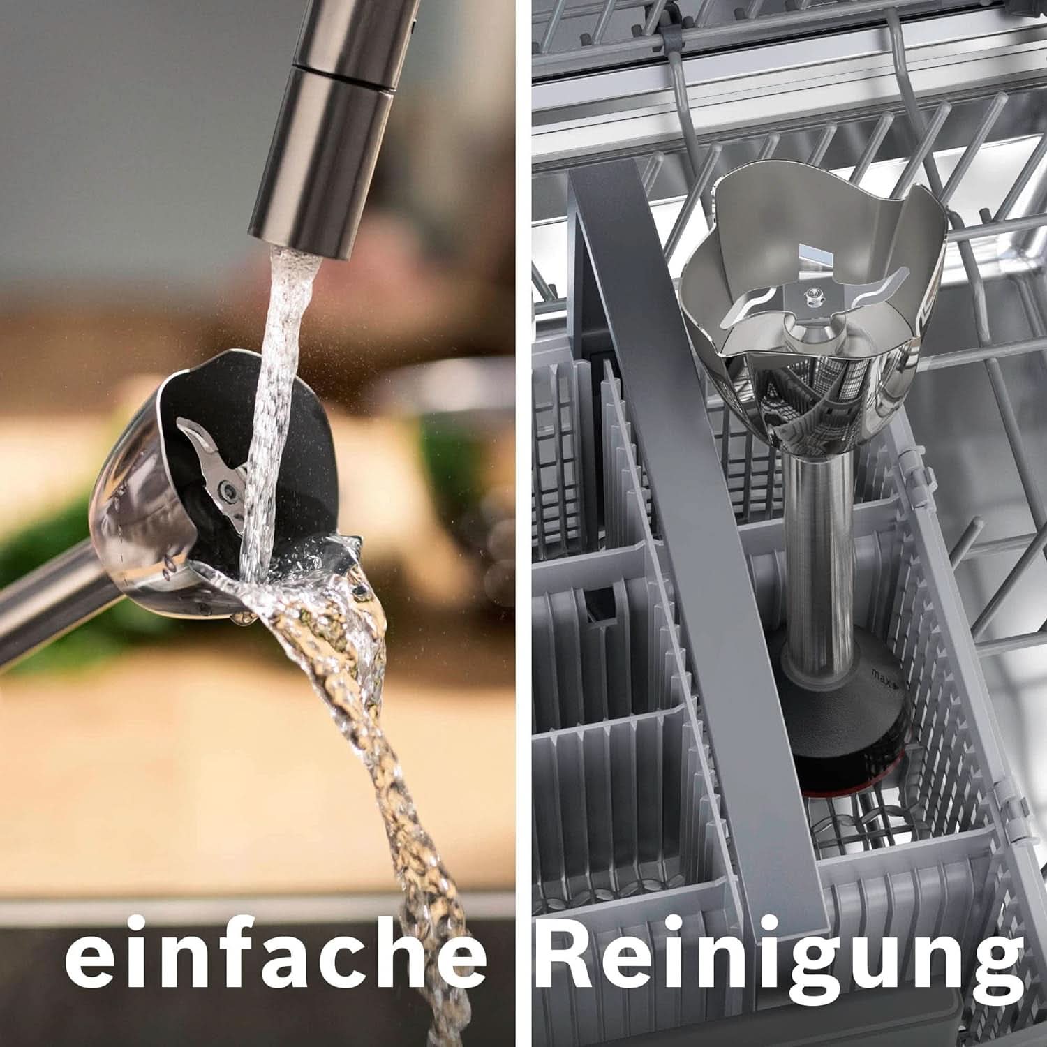 Bosch Stabmixer Ergomaster Serie 6 MSM6M623, 10 Jahre Motorgarantie, Edelstahl-Klingen, Verschleiãÿfreie Keramik-Kupplung, Luftkühlung, Zerkleinerer, Kartoffelstampfer, Schneebesen, 1000 W, Edelstahl Kitchen Naty Shop