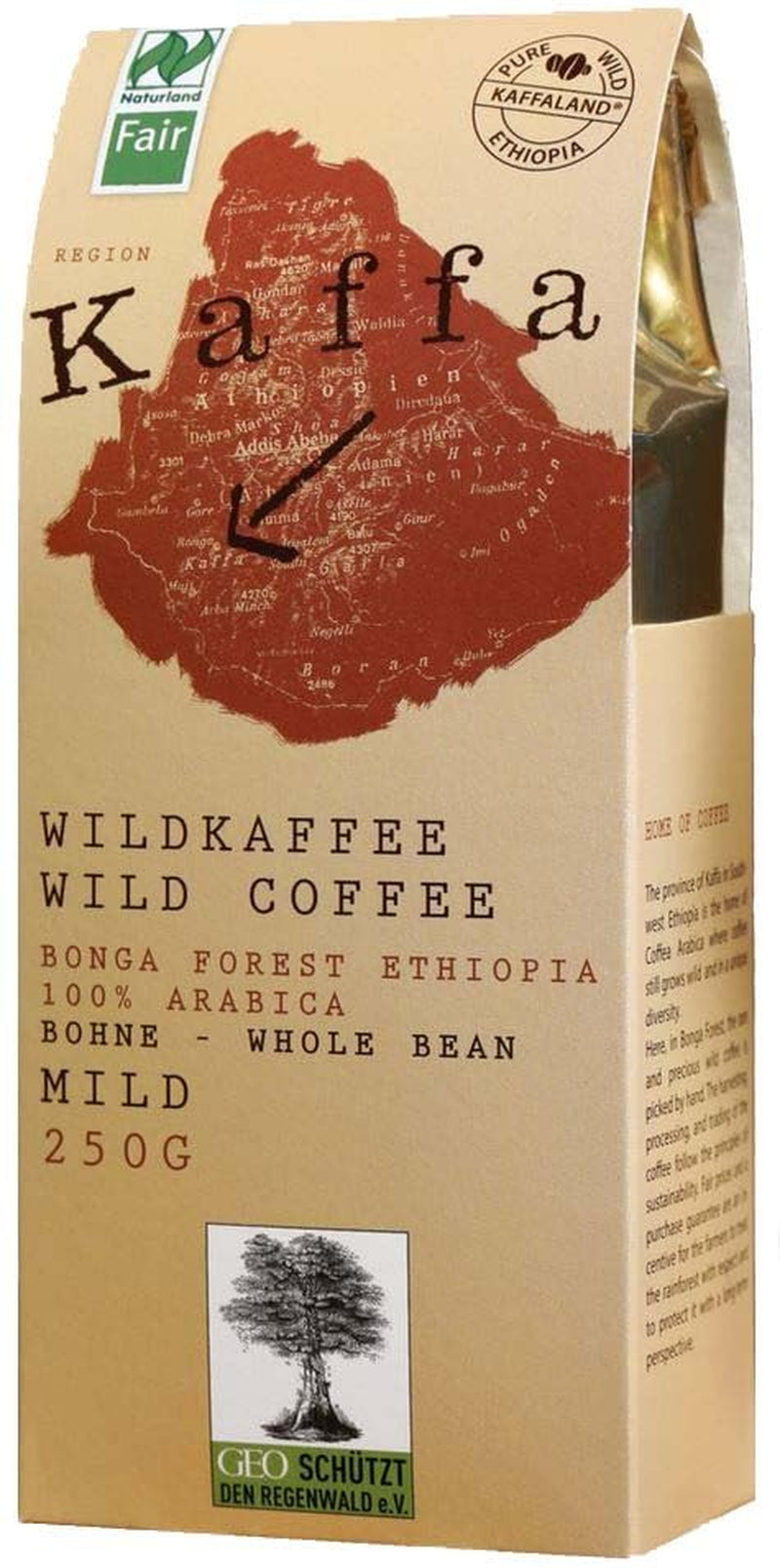 Kaffa Wild-Kaffee mild ganze Bohne 2er-Pack (2x 250g) bio vegan fair Arabica MildBohx2