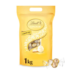 Cioccolata Lindt | Borsa per cheesecake LINDOR | 1kg| 80 palline di cioccolato bianco al latte con ripieno di cheesecake che si scioglie in bocca | Regalo di cioccolato da condividere
