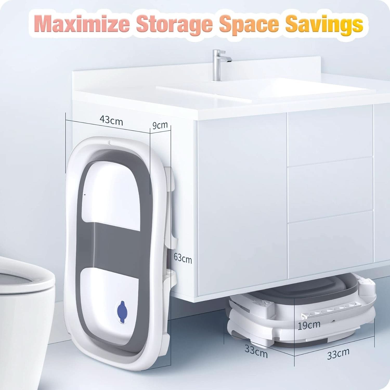 Rabb 1, cadă portabilă pentru nou-născuți si copii mici cu covoraș antiderapant și orificiu de scurgere. (Fără termometru) Mama si Copilul Naty Shop